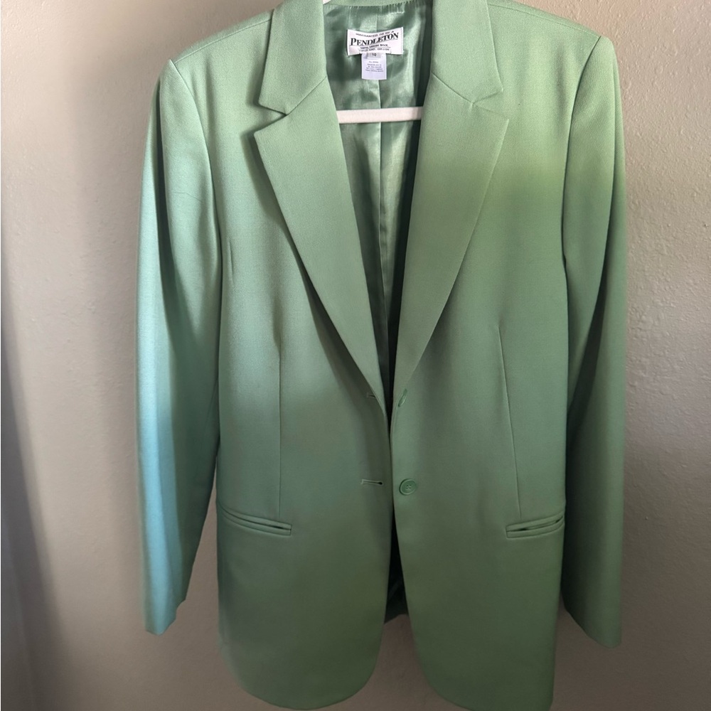 Pendleton Light Green Wool Blazer - image 1